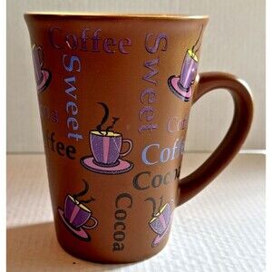 Mulberry Home Collection Sweet Coffee Cocoa Green Mug Ceramic Brown Letters